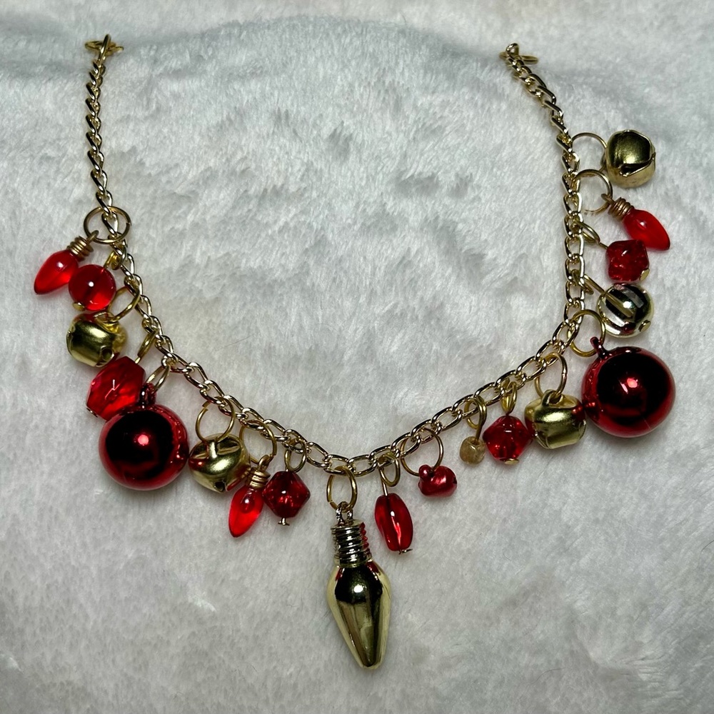 Red and Gold Christmas charm bracelet